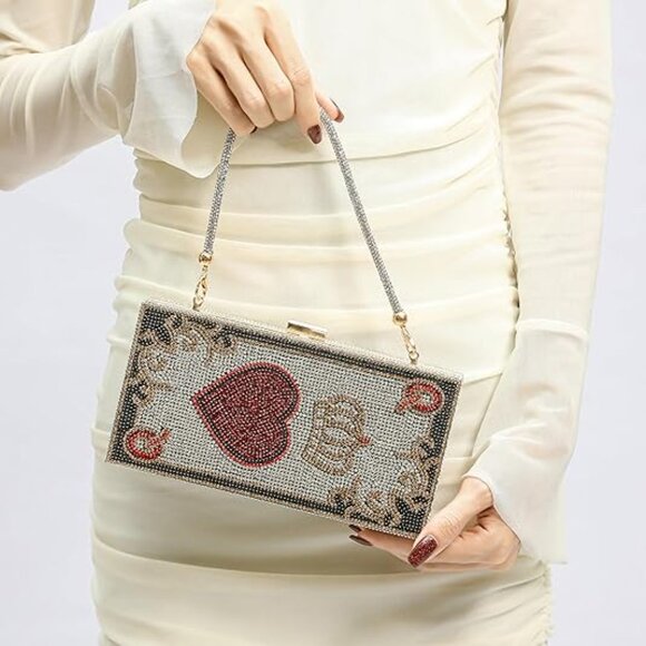 Neiman Marcus Minaudière Red Heart Purse - Picture 3 of 8